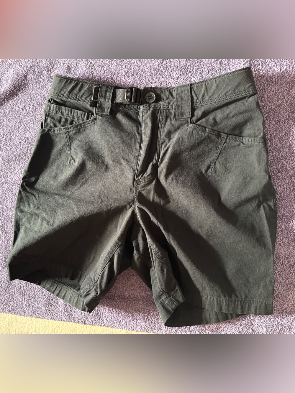 Duluth Trading Co Olive Green Women's Flat-Front Shorts